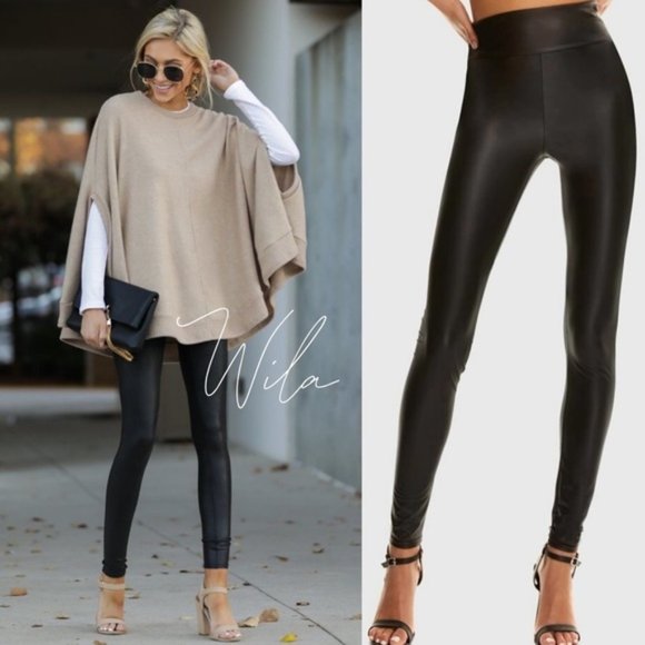 Vegan leather leggings black high waisted - Picture 4 of 7
